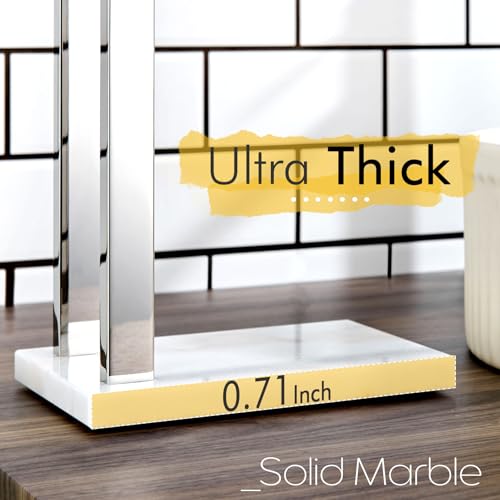 Image of KOKOSIRI Hand Towel Bars Standing Towel Rack 2-Tier with Marble Base for Bathroom Vanity Countertop, Polished Stainless Steel 15.7'' Height THS0007-CH