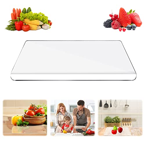 Tefola 45x60cm Tabla Cortar Cocina Plastico, Acrílica Transparente Protector Vitroceramica con Borde, Antideslizante Cubre Encimera Multifuncional para Cortar Frutas, Pan, Verduras