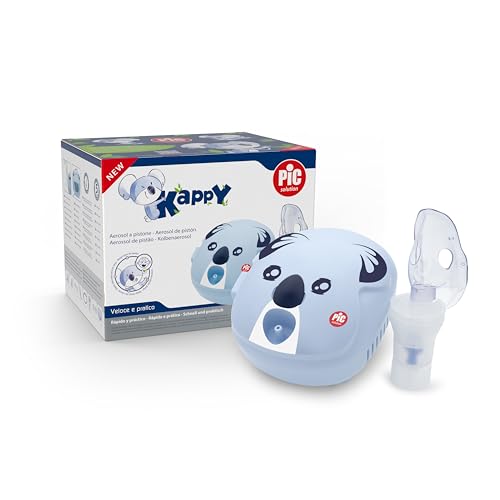Kappy Aerosol a Micropistone Silenzioso per Trattamento di Terapia Completo di Accessori e azzurro blu bianco