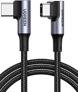UGREEN USB C to USB C Cable Right Angle 100W Fast Charge 90 Degree Type C Power Data Lead Compatible with MacBook Air iPad Pro 2021, Galaxy S22/S21/A53, Pixel 7 6, Oculus Quest ThinkPad XPS 17 (1M)