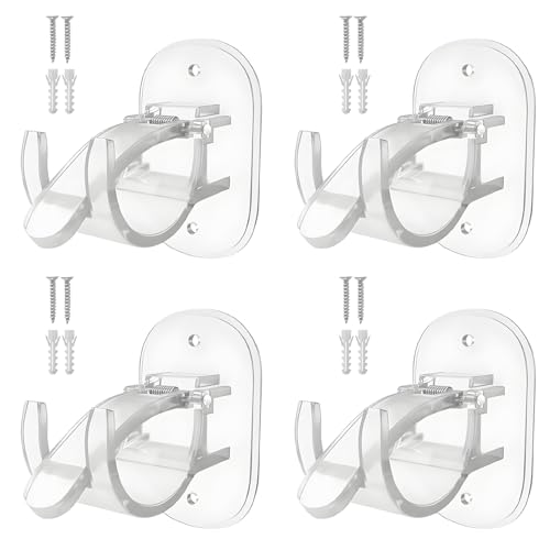 xiluuyou 4 Piezas Soporte Autoadhesivo Gancho Cortina, Ganchos Autoadhesivos Transparentes, Soporte Barra Cortina Sin Taladrar para Hogar Dormitorio, Cocina, Oficina