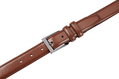 Sportoli Men's Classic Stitched Genuine Leather Uniform Dress Buckle Belt - Tan - Size 44 (Waist 42)4