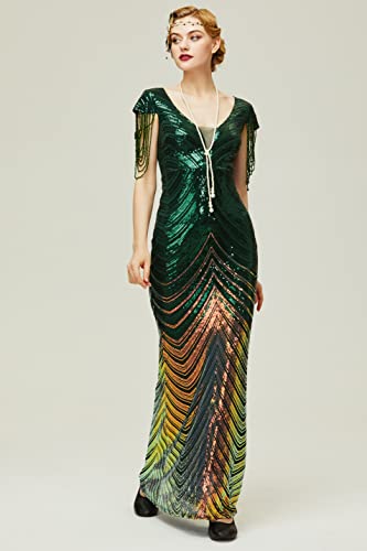 BABEYOND Women Mermaid Sequin Gown - Bodycon Maxi Prom Dress Glitter Sequin Beaded Dress for Evening Party Dark Green3