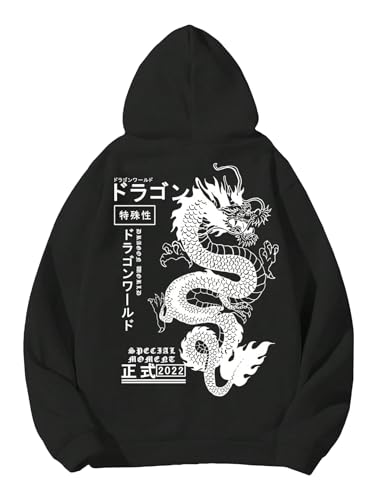 Men's Hoodies Graphic Print Long Sleeve Drawstring Pullover Sweatshirt with Pocket Trendy