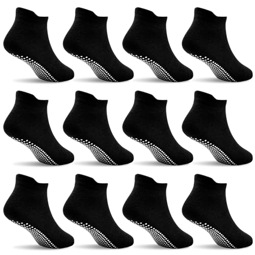 Image of Toddler Socks SkiBeaut 12 Pairs Non Slip Skid Ankle Socks For Kids Boys Grips Cotton Crew Socks For 1-10 Years