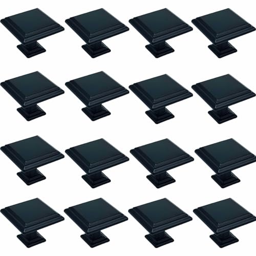 Floatdream 16 Pièces Boutons de Placard Carrés, Boutons de Meuble Aluminium, Poignee de Meuble à un Trou, Pour Armoires de Meubles, Armoires de Cuisine,...