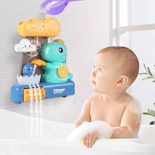 Image of Happy Hues Dino Bath Toys for Babies &Toddlers- Mold-Free Wall Mount Waterfall Bath Toys (Dino)