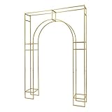 7.9Ft Gold Metal Geometric Wedding Arch Flowers Frame Backdrop Stand, Balloon Garden Arbor Outdoor Garden Trellis for Climbing Plant Outdoor Wedding Party