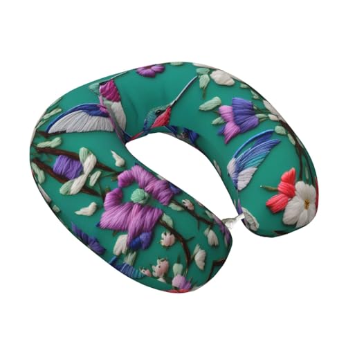 Almohada de viaje con bordado y soporte para cuello miniatura 2