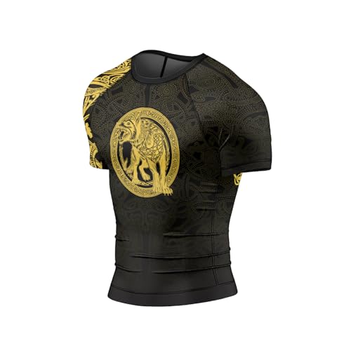 Viking Jiu Jitsu Rash Guard for Men – Durable Short Sleeve Compression Shirt for BJJ, MMA, and Workout Sessions3