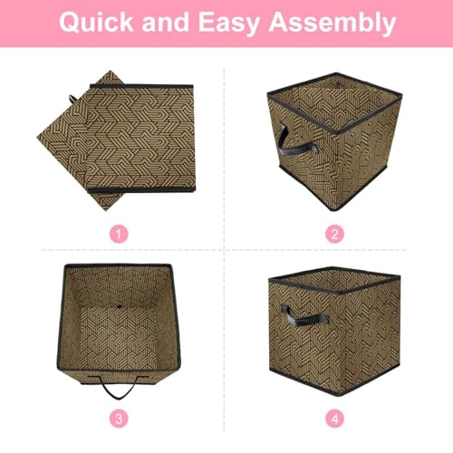 Boîte de rangement pliable cube marron pour trier jouets et habits