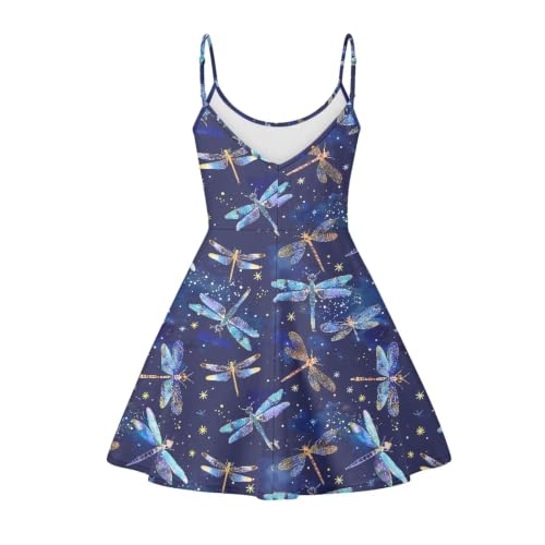 Image of Women's Spaghetti Strap Dress Summer Casual Swing Sundress Girls Beachwear Swing Mini Dress