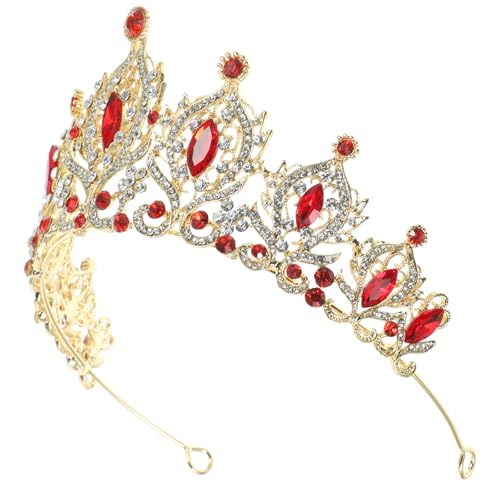 Corona de Cristal Rojo Sin Dolor Diadema Ligera para Bodas y Fiestas