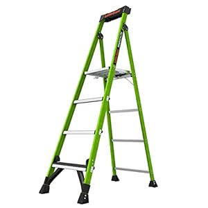 Little Giant Ladders, MightyLite 2.0, 6′ Stepladder with Ground Cue, Fiberglass, Type IAA, 375 lbs Weight Rating, (15406-001), Green
