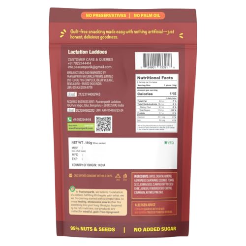 Image of Paaramparik - Lactation Ladoo - Satavari, Saunf, Methi - Enhances Breast Milk Production for Nursing Mothers - Lactation Supplement Supports Postpartum Healing - 180 gms