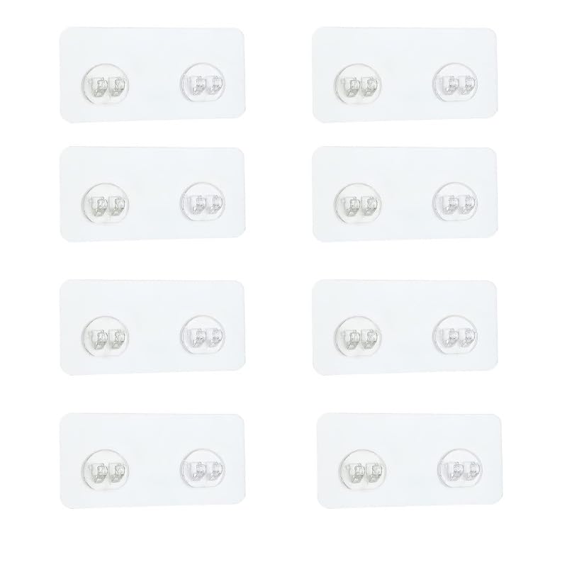 DIVSEA 8 Pack Shower Caddy Adhesive Hooks Sticker Strong Adhesive Wall Hooks Waterproof Adhesive Hooks for Bathroom Storage Shelves and Kitchen Racks (Double Hook)