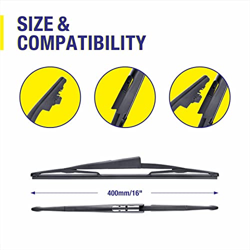 Image of 16 inch Rear Windshield Wiper Blade Replacement for Ford Expedition 2015 2014 2013 2012 2011 2010 2009 /Lincoln Navigator 2015-2009, Premium All-Season Rear Wiper Blades For My Car (16J)