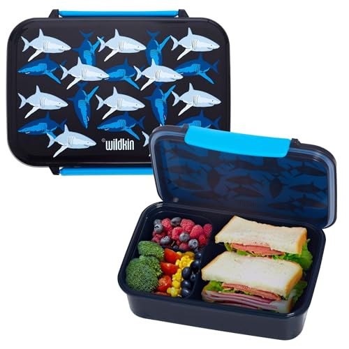 Image of Wildkin Reusable Food Container for Kids - Airtight, Leak Resistant, Dishwasher Safe - Sharks