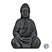 Produktbild Relaxdays XL Buddha Figur sitzend, 50 cm hoch, Feng Shui, Outdoor, Garten Dekofigur, große Zen Buddha Statue, dunkelgrau