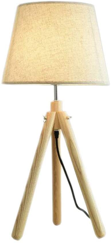 Lampe de bureau bois E27 trépied stable grand format 68cm éclairage tamisé anti-fatigue