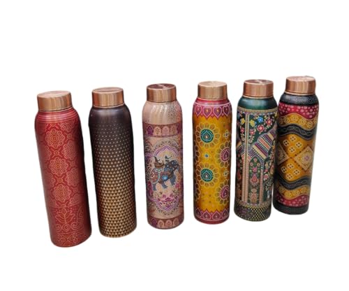 Image of Pure Copper Water Bottle | Seamless Semi-Hammered Ayurvedic Drinking Bottle | Leakproof, Eco-Friendly & Reusable Copper Drinkware | Health Benefits, Natural Water Purifier-900ml