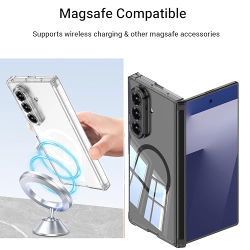 Image of Kapa Clear Airbag with Hinge Protection Compatible with Magsafe Back Case for Samsung Galaxy Z Fold7 / Z Fold 7 | Transparent Shockproof Slim Hard Protective Cover (Grey)