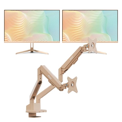 Image of Pixio Two PX246 Wave Beige 24 inch 120Hz Refresh Rate FHD 1080p Resolution IPS Panel 4ms GTG Response Time Gaming Monitor and PS1D Wave Beige Dual Monitor Arm