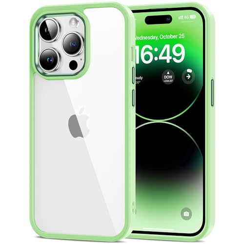 Image of HOOMIL Case for iPhone 14 Pro 6.1-Inch, Non-Yellowing, Drop Protection, Anti-Scratch Transparent Hard Back Phone Cover - Light Green