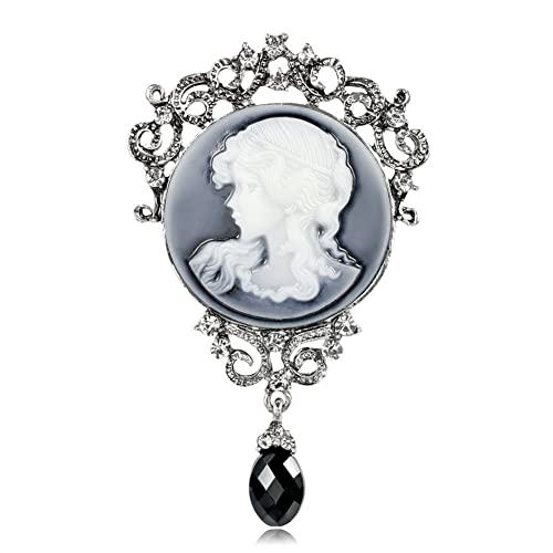 Image of lureme Vintage Elegant Victorian Lady Beauty Cameo with Crystal Brooch Pin (br000017)
