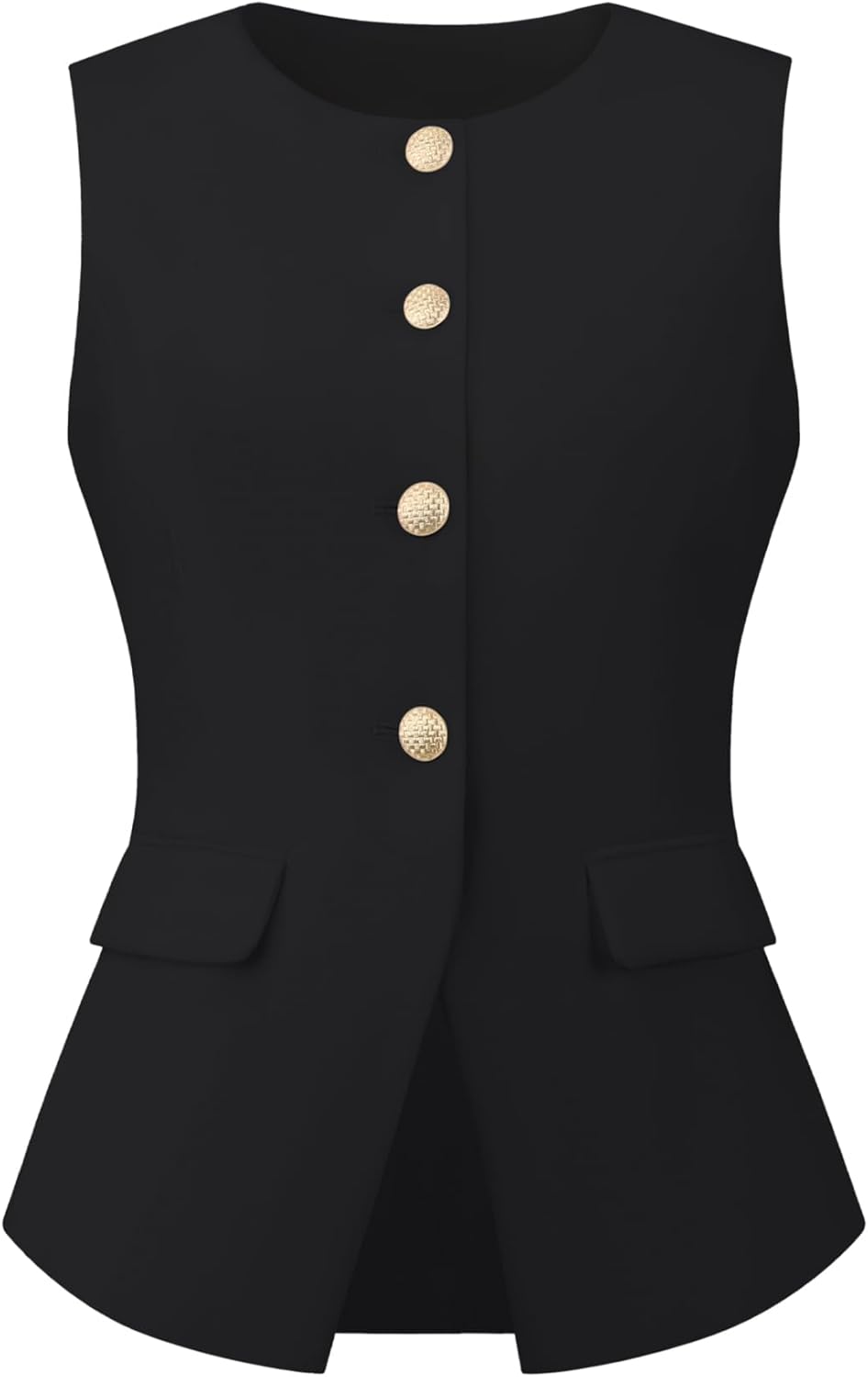 Women's Suit Vest Tops Work Sleeveless Button Down Blazer Waistcoat