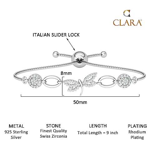 Image of Clara 925 Pure Silver Dragonfly Hand Bracelet, Adjustable, Anti Tarnish, Swiss Zirconia Gift for Women and Girls