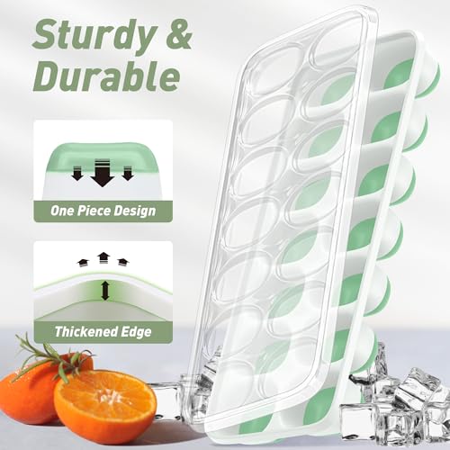 Image of ChefAide Ice Cube Tray with Lid, 4 Packs 56 Cubes Durable Stackable Ice Cube Trays for Freezer with Removable Lids, Easy-Release Plastic & Silicone Ice Tray for Cocktail, Coffee