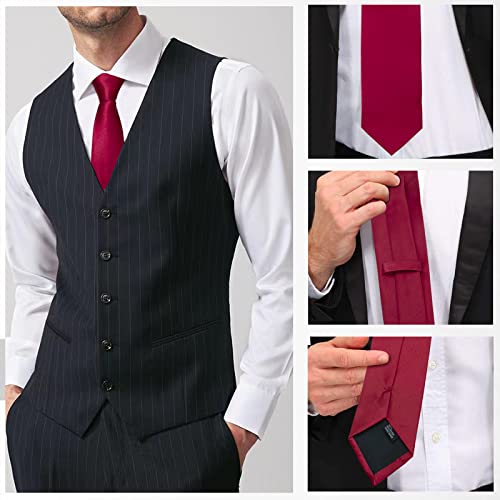 Image of Luckyvestir Mens Tie Solid Satin Neck Ties 3.15'' Formal Necktie for Wedding Business Christmas Father's Valentine's Day Gift