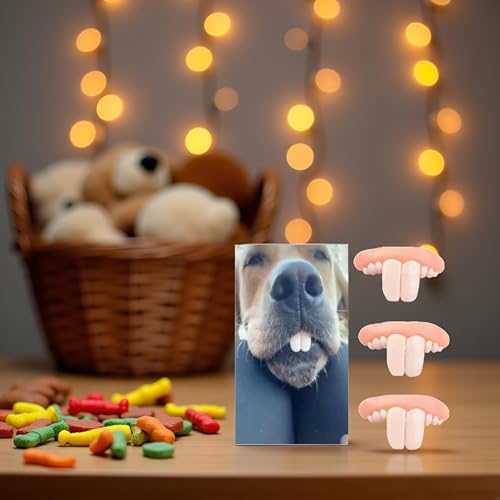 Dientes falsos blancos para perros 3 unidades accesorios divertidos miniatura 5