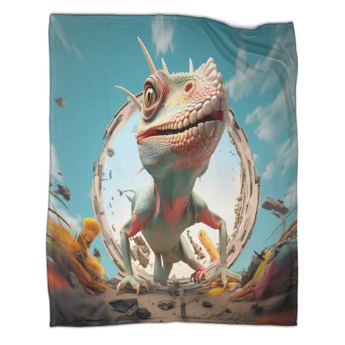 Eidechse Kuscheldecke 40x50inch(100x130cm),weich & Warm,extra Flauschig Als Sofadecke Wildtiere Wohndecke Yogadecke Tagesdecke,Plüsch Sofaüberwurf