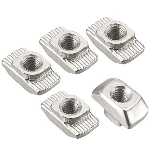 sourcing map Sliding T Slot Nuts, M6 Half Round Roll in T-Nut for 4545 Series Aluminum Extrusion Profile, Carbon Steel Nickel-Plated, Pack of 10