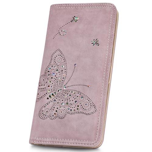 KITEVIUN RFID Wallet Women Ultra Slim Thin Womens Wallet Compact Clutch Long Ladies Wallet for Women PURPLE