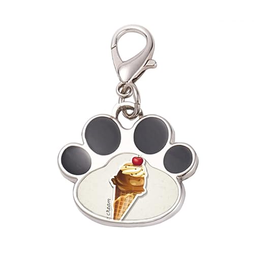 DIYthinker?Cherry Chocolate Sweet Ice Cone Pet Tag Keychain Dog Cat ID
