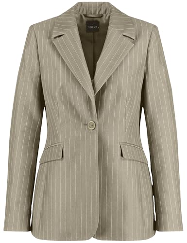 Taifun Damen Eleganter Blazer mit Nadelstreifen Langarm geknöpfte Armschlitze gestreift New Sage Gemustert 38