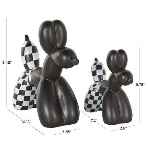 Escultura decorativa perro cerámica negro set 2 miniatura 6
