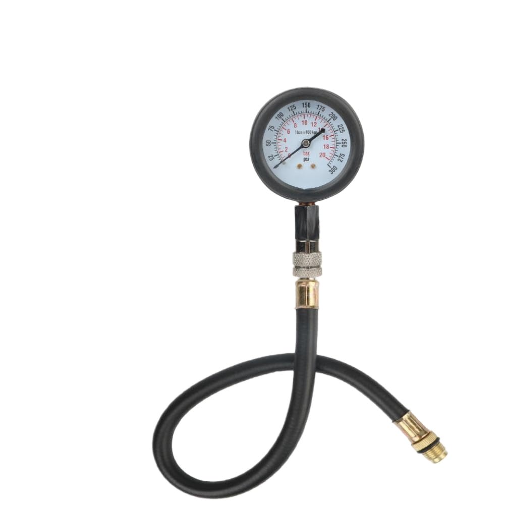 Motorcycle Car Cylinder Tester Pressure Gauge 0-300 Psi 20 Bar with M10 M12 M14 M18 Adapters Compatible with Automotive Compression Test Systems