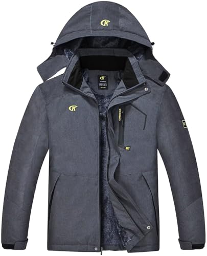 Image of QPNGRP Mens Waterproof Fleece Ski Jacket Windproof Winter Snow Coat