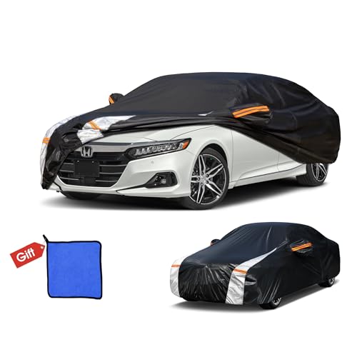 Image of Honda Accord Car Cover 100% Waterproof All Weather, Gift with Towel, 10 Layers Car Cover Custom Fit 2001-2026 Honda Accord, Full Exterior Cover Rain Sun UV Protection with Door Zipper.