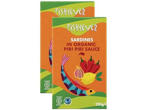 Fish 4 Ever | Sardines in Organic Piri Piri Sauce – Sustainably Fished in Portugal, Canned in Spicy Organic Sauce, High in Omega-3, Clean Ingredients, Ready-to-Eat Tin Fish|120g (Pack of 2)