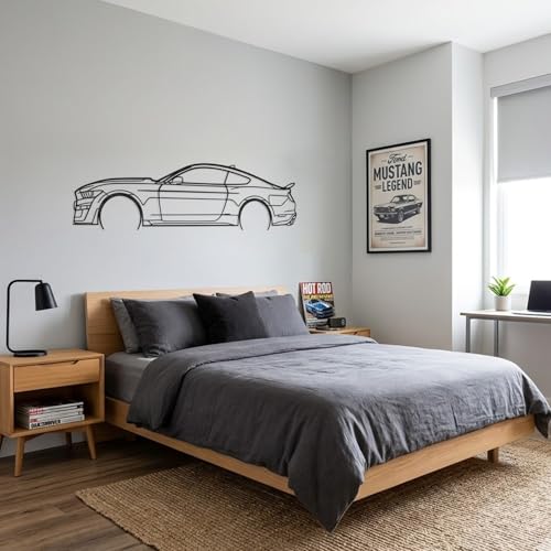 Image of Herrlich Homes Mustangg Car Metal Wall Art | Metal | Easy to Hang | Car lover Gift | Classic Silhouette Metal Wall Decor | 100 cm