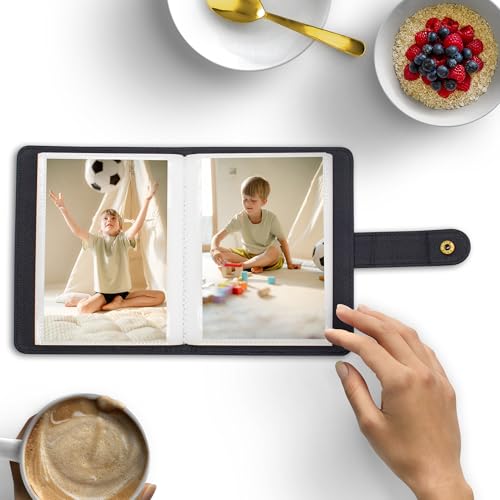 Álbumes de fotos 4x6 pequeños – 68 bolsillos, libro de fotos de gran capacidad, cubierta de cuero sintético, ideal como regalo para familia, graduación, boda o viajes (negro) miniatura 3