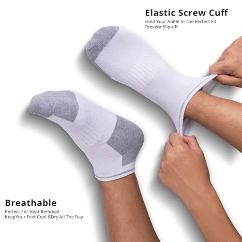 COOVAN Mens Athletic Ankle Socks Running Cushioned Breathable Low Cut Sports Workout Socks（12 Pairs）4