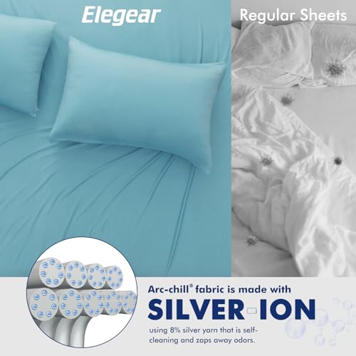 Image of Elegear Cooling Blankets for Hot Sleeper Queen, Arc-Chill 3.0 Cool Fiber with Silver Ion for Sensitive Skin, Ultra Lightweight Breathable Summer Cold Blanket for Home Bed Couch Office Camping, Blue