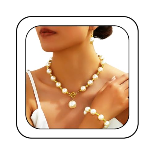 EVILD Pearl Necklace Gold Chunky Jewelry Sets for Women