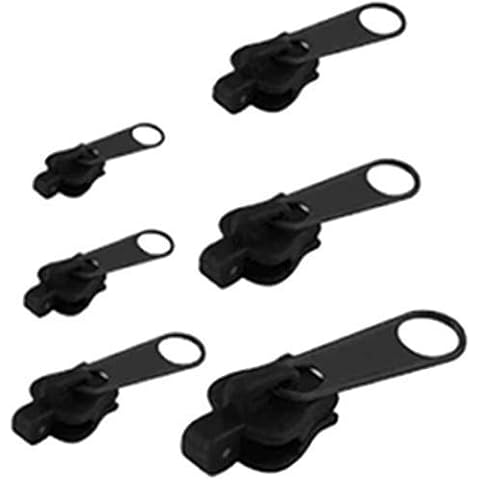 Universal Fix Zipper Repair Kit, Replacement Zip Slider Zippers Puller for Clothing Bags Outdoor Tents Coats Jeans Purses DIY Tools (Black, 6pcs) Cover